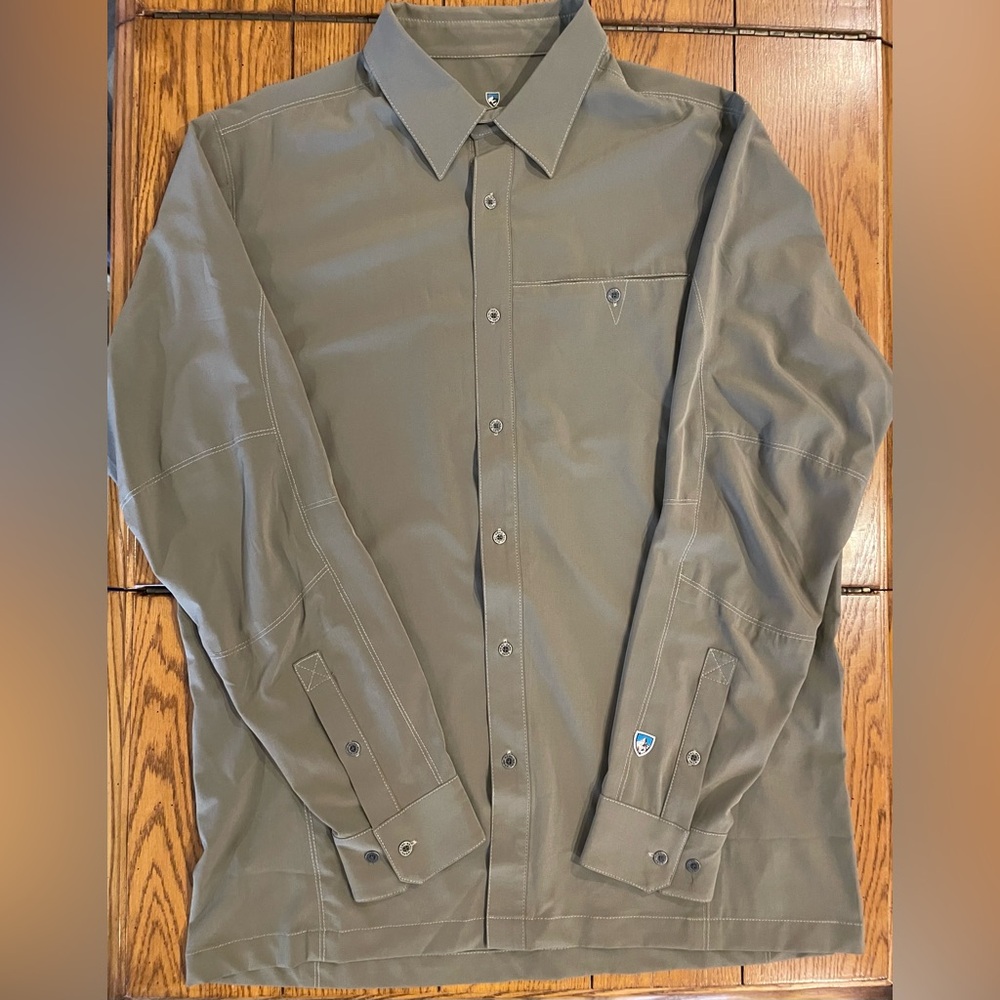 KUHL Renegade men’s long sleeve button down shirt, lunar green color, large - Picture 3 of 5